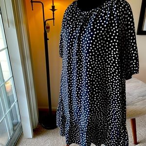 Blue & white dotted tie back dress